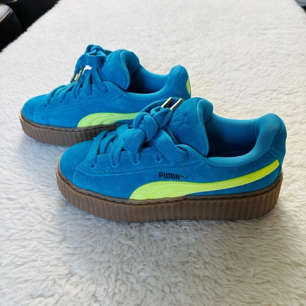 Puma Fenty x Creeper Phatty Speed Blue/Lime Suede Unisex Sneakers EU 37 US W6 M5 - Picture 9 of 12